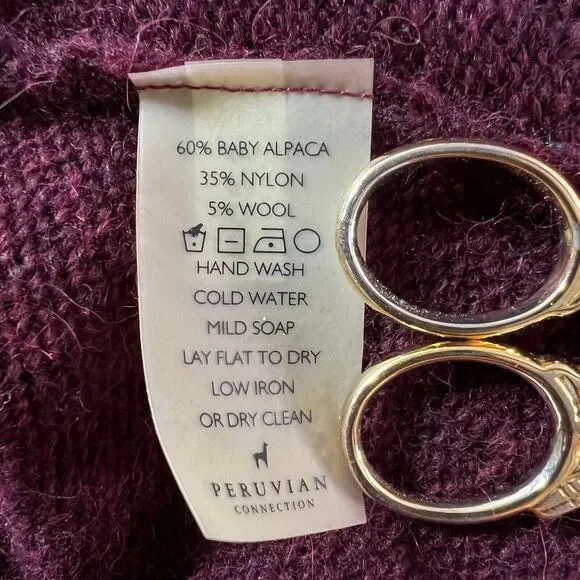 Peruvian Connection Size Medium Alpaca Blend Long Sleeve Maroon Sweater Dress - Picture 6 of 7